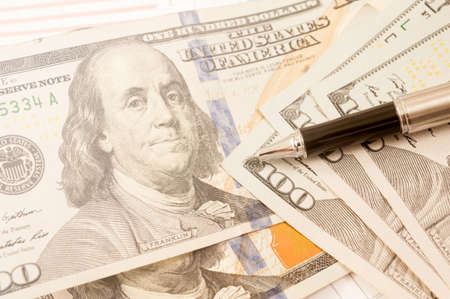 US dollars and finance background. Macro image.の写真素材