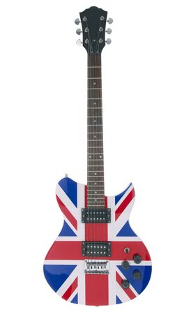 Full shot of an electric guitar with the British flag on it.の写真素材