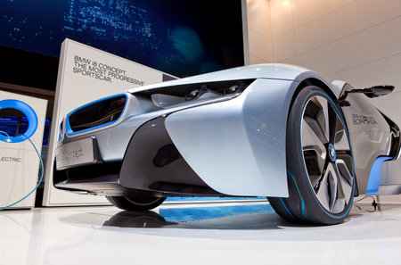 DETROIT - JANUARY 11: The BMW i8 concept at the 2012 North American International Auto Show Industry...