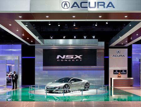 DETROIT - JANUARY 11: The Acura NSX concept display at the 2012 North American International Auto Show Industry Preview on January 11, 2012 in Detroit, Michigan.のeditorial素材