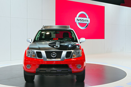 CHICAGO - FEBRUARY 6 :The new Nissan Frontier Diesel Runner on display at the Chicago Auto Show media preview February 6, 2014 in Chicago, Illinois.のeditorial素材