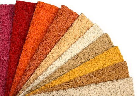 Samples of carpet coverings on a white backgroundの写真素材