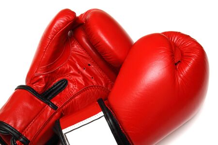 Boxing gloves on a white backgroundの写真素材