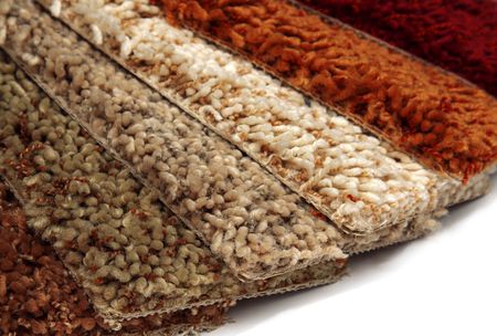 Samples of carpet coverings on a white backgroundの写真素材