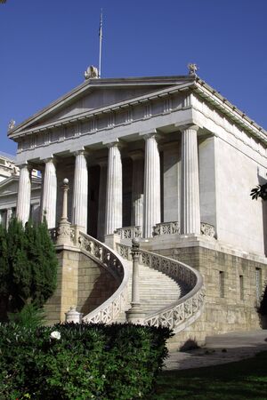 Building with columns and a ladder in classical styleの写真素材