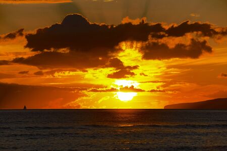 sunset hawaii big islandの写真素材