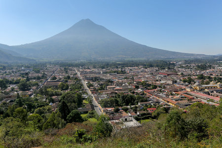 view over Antigua City in Guatemalaの写真素材