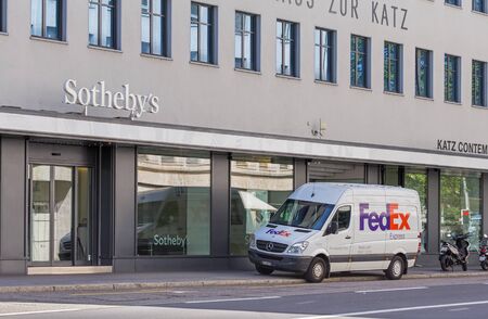 Zurich Switzerland  24 June 2015: entrance of the Sotheby's office on the Talstrasse street. Sotheby's is a multinational corporation one of the world's largest brokers of fine and decorative art jewelry real estate and collectibles.のeditorial素材
