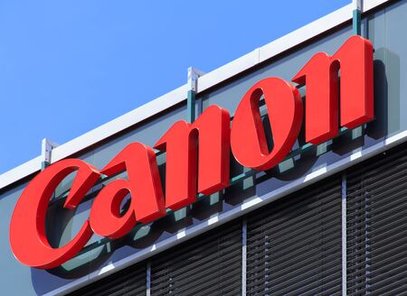 Wallisellen, Switzerland - 12 July, 2015: upper part of the Canon Switzerland office building. Canon Inc. is a multinational corporation specialized in manufacturing of imaging and optical products.のeditorial素材
