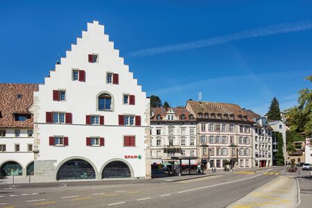 Schaffhausen, Switzerland - 26 August, 2015: view on the Freier Platz square. Schaffhausen is a city in northern Switzerland and the capital of the canton of the same name.のeditorial素材