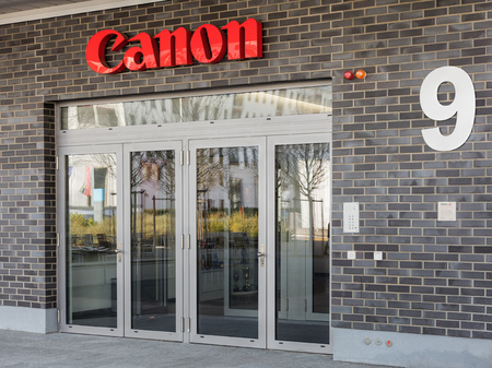 Wallisellen, Switzerland - 13 November, 2015: entrance of the Canon Switzerland AG office building on the Richtistrasse street. Canon is a multinational corporation specialized in the manufacturing of imaging and optical products, including cameras, camcoのeditorial素材