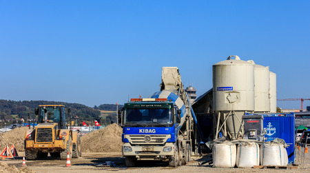 Kloten, Switzerland - 30 September, 2016: construction works in the Zurich Airport. The Zurich Airport, also known as the Kloten Airport, is the largest international airport of Switzerland and the principal hub of Swiss International Air Lines.のeditorial素材