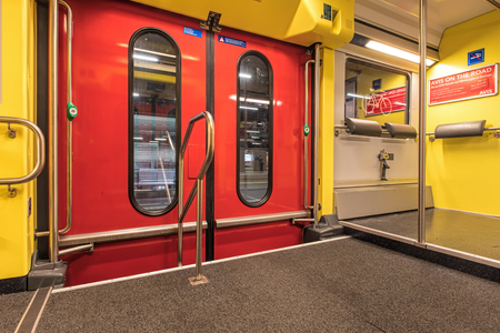Zurich, Switzerland - 9 October, 2016: interior of a Swiss Federal Railways passenger train. Swiss Federal Railways is the national railway company of Switzerland.のeditorial素材