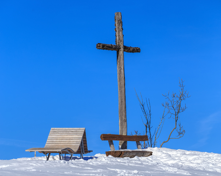 View on Mount Rigi in winter. Mount Rigi is a mountain massif of the Alps, located in Central Switzerland.の写真素材