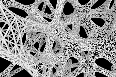 Abstract 3D mesh isolated on black background.