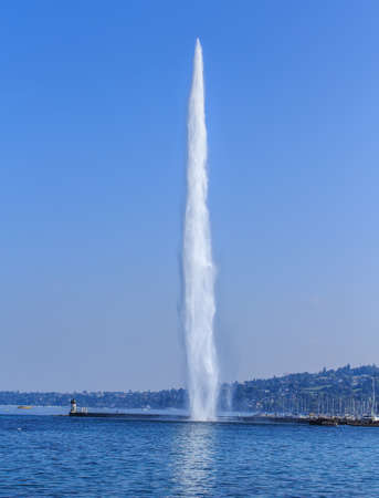 Lake Geneva in Switzerland, view from the city of Geneva.の写真素材