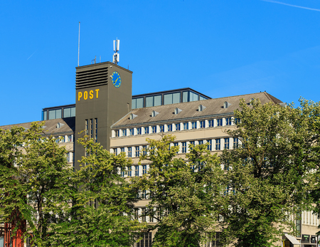 Zurich, Switzerland - 18 June, 2017: the Sihlpost post office building, view from Gessnerallee street. The Sihlpost is the largest post office in Zurich.のeditorial素材