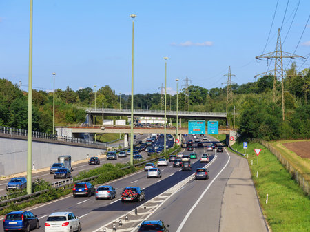 Wallisellen, Switzerland - 3 September, 2017: traffic on the E 41 and E 60 motorways. E 41 is a...
