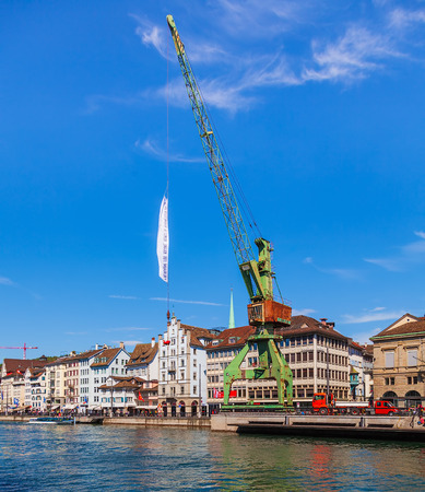 Zurich, Switzerland - 23 April, 2014: embankment of the Limmat river in the city of Zurich. Zurich is the largest city in the Switzerland and the capital of the Swiss canton of Zurich.のeditorial素材