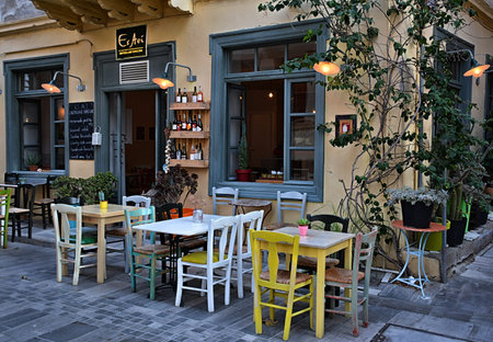 traditional restaurant in Nafplio city in Greeceのeditorial素材