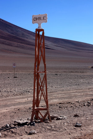 Chile border with Bolivia near the Lagunas Coloradas areaの写真素材