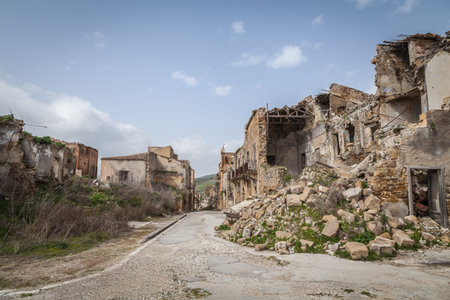 Pictures taken in poggioreale after the famous earthquake of 1968の写真素材