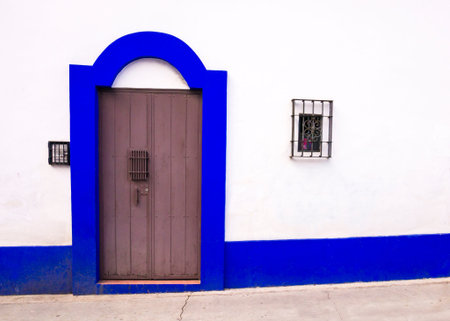 Typical colonial door in San Cristobal de las Casas, Chiapas, Mexico