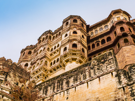 Majestic maharajah palace in  Mehrangarh fort, Jodphur, Rajasthan, Indiaのeditorial素材