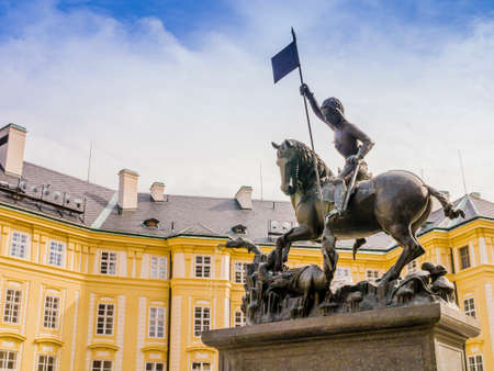 Close-up of the equestrian statue of Saint George, Prague castle, Czech Republicのeditorial素材
