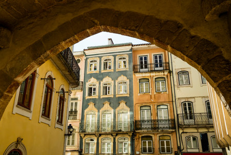 Historical palaces of Coimbra, roman city located by the Mondego River, Portugalの写真素材