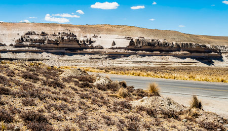 Rock formations at Salinas Y Aguada Blanca National Reserve, Arequipa, Peruの写真素材