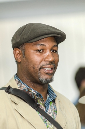 DONETSK,UKRAINE-AUGUST 22: Absolute former world heavyweight champion Lennox Lewis in Donetsk airport on Pro Boxing Show XIV,  AUGUST 22, 2013 in Donetsk, Ukraine.のeditorial素材