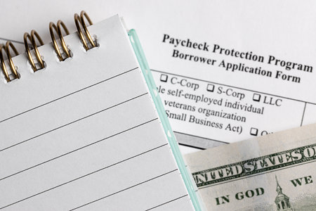 paycheck protection program. borrower application form. limited depth of field photo.の写真素材