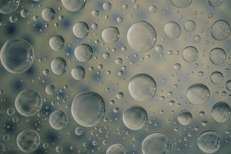 Water drops on a glass surface. Abstract background of water droplets.の写真素材