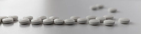 close-up of pantothenic acid (vitamin b5) tablets. dietary concept. dietary supplement banner