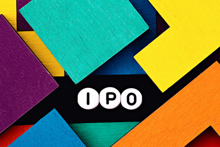 Photo on IPO (initial public offering) theme. The abbreviation  "IPO" on a colorful background. Business concept imageの写真素材