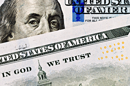 topview of fragment of dollar bills as a background
