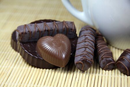 sweet set of tempting tasty sweet chocolateの写真素材