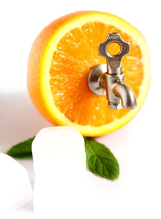orange background with a tap creativityの写真素材