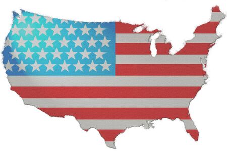 American flag on a fabric on a path whiteの写真素材