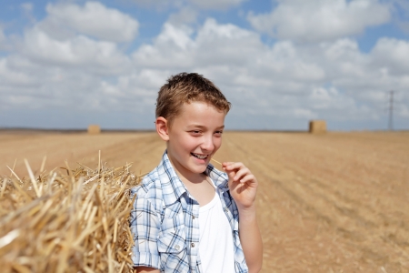 portrait of a boy in rural clean airの写真素材
