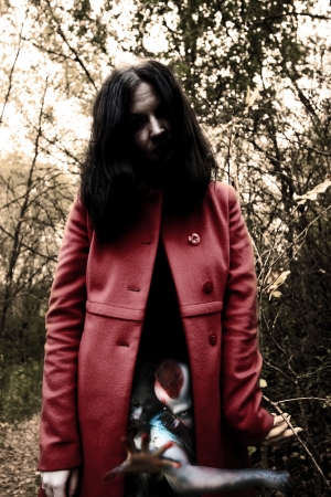 girls with zombie horror insideの写真素材