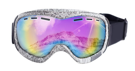 snowboard goggles isolated white background