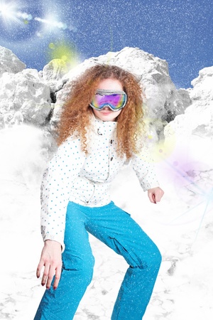 portrait riding snowboarders winter athletesの写真素材