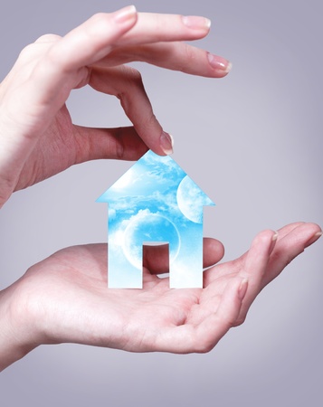 the home of your dreams in your handsの写真素材