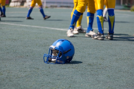 helmet player in college football, head protectionの写真素材