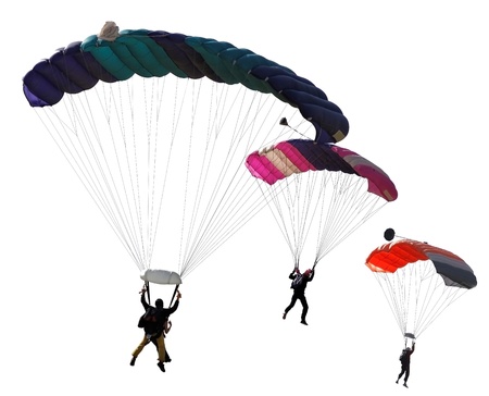 paratroopers on an isolated white backgroundの写真素材