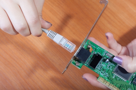 Connect with the World Wide Web, with their handsの写真素材