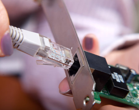 wired devices connected to the Lan to access the Internetの写真素材