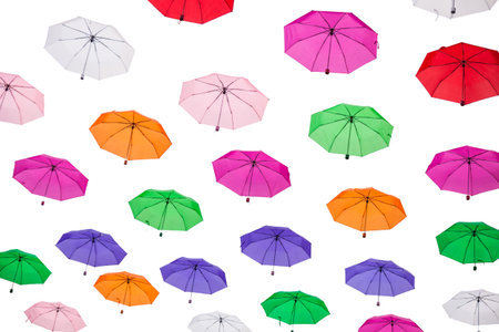 colored umbrellas, isolated on white background